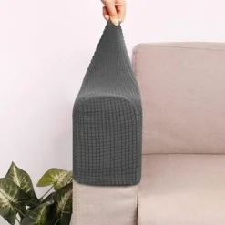 2-pak Sofa Armlænsbeskyttere til Lænestole Sofaer Skridsikre Premium Stretch Armlænsbetræk (Mørkegrå) Dark Gray