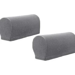 Pakke Armlæn Beskytter Bløde Stræk Polyester Spandex Stof Vandafvisende Skridsikker Armlæn Overtræk til Stol Sofa Couch, Lysegrå