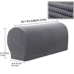 Pakke Armlæn Beskytter Bløde Stræk Polyester Spandex Stof Vandafvisende Skridsikker Armlæn Overtræk til Stol Sofa Couch, Lysegrå