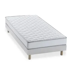 Pakke klar til at sove Madras 90x190 cm + Boxspring + Dyne + 1 pude 60x60 cm - 14 cm - DEKO DREAM TOP Vit