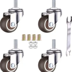 4-pakke M6 x 15 mm drejelige hjul - 25 mm gevind bløde TPE gummihjul kompatible med møbler[JUN]