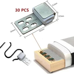 Pakke med 30 metalsofa-fjederklemmer, fjederklemmer til møbler med 5 huller, reservedele til polstrede møbler, reservedele til sofa