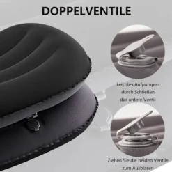 Pakke med 2 oppustelige campingpuder, ultralette og vandtætte, 90g hver, perfekte til strand- og udendørsrejsekomfort