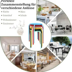Pakke med 6 stabelbare metalskamler Assorterede farver taburetter til børn 30 x 30 x 44,5 cm Farverig