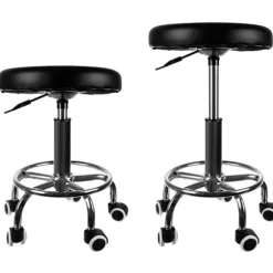 Pall med Hjul - Arbejdspall - Frisørpall - Frisør / Salong Sort