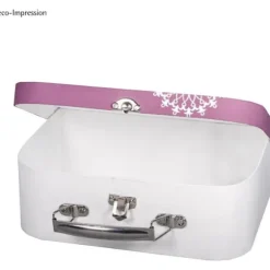 Papmaché-æske, der måler 25,5*18,5*10 cm, med metalhåndtag, naturlig papmaché, 25,5*18,5*10 cm