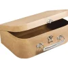Papmaché-æske, der måler 25,5*18,5*10 cm, med metalhåndtag, naturlig papmaché, 25,5*18,5*10 cm