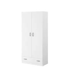 PARISOT Garderobeskab 2 hængslede låger + 1 skuffe - Spånplade - Hvid indretning - L 78 cm x D 38 cm x H 170 cm - VARIA Vit