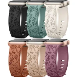Passer til iwatchS9 876SE Apple Watch armbånd præget lille rose silikone Solsikke - sandrosa Sunflower - sandy pink 38/40/41mm