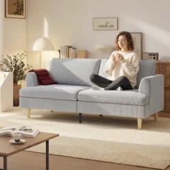 3-personers sofa, højdensitetsskum, snorstof, 188 cm
