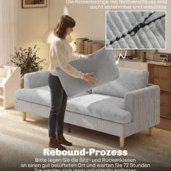 3-personers sofa, højdensitetsskum, snorstof, 188 cm