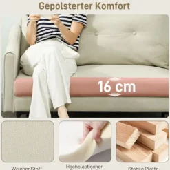 2-personers sofa, skumhynde, stofbetræk, cremehvid