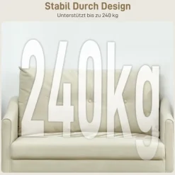 2-personers sofa, skumhynde, stofbetræk, cremehvid