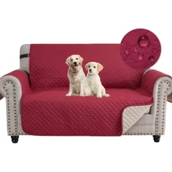 2-personers sofaovertræk, Vandtæt sofaovertræk, Universelt sofaovertræk, Anti-skrid katte- og hundekradsebeskyttelse, Bourgogne Vinrød-FA- Wine red Double | Fyndiq