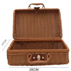 Picnickurv, Vævet Kurveflet Vintage Kuffert Vævet Opbevaringskurv Rattan Opbevaringskasse Picnic Væv L
