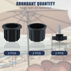 Pieces Balkon Parasol Tilbehør, 4 Hulringe til Parasol og 2 Håndskrueknapper, Parasolholder Tilbehør til Terrassebord Balkon Terrasser (Sort)