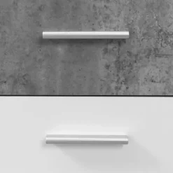 PILVI lav skænk - 4 låger og 2 skuffer - Hvid og lys beton - L 162,3 x D 34,2 x H 88,1 cm Vit/ljusgrå betongoptik