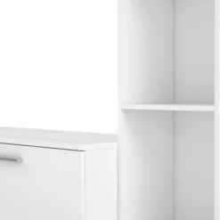 PILVI TV vægmodul - Melaminpartikler - Mat hvid indretning - glasdør + 1 klap + 5 nicher - L220 x D41 x H177,5 cm Matt vit