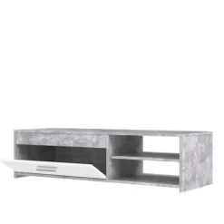 PILVI tv-møbel - Hvid og lys beton - Moderne - L 120 x D 42,1 x H 31,8 cm Vit/ljusgrå betongoptik