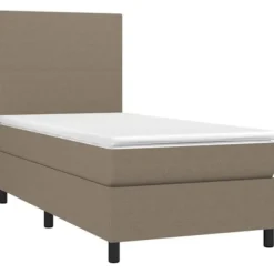 Plan seng med madras - Eksklusiv bolig - 80x200 cm - Taupe stof - Farvet LED-stripe
