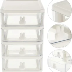 Plastikopbevaringsskuffe, 21X17cm 4 lag Multifunktionelt skrivebordsopbevaringsskab Opbevaringsbeholdere med skuffer Mini skuffeorganisator til hjemmet, kontoret White | Fyndiq