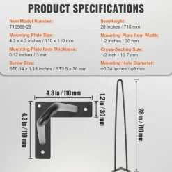 Pæle til bord i hårnåle - DUOKU - 711 mm - Metal - 4 stk. - Belastning 226,8 kg