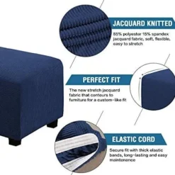 Plys Stretch Firkantet Puff Betræk, Blødt Jacquard Fodskammel Betræk til Beskyttelse af Fodskammel, Puff Betræk med Elastisk Bund, Maskinvaskbar - S-L | Fyndiq