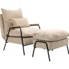 Polstret lænestol med fodskammel, lænestol med lænefunktion, polstret stol, hynde, tv-lænestol, 68 x 91,5 x 88 cm, beige