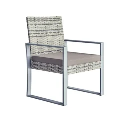 Polyrattan balkonsæt, 3 dele, grå, vejrbestandig