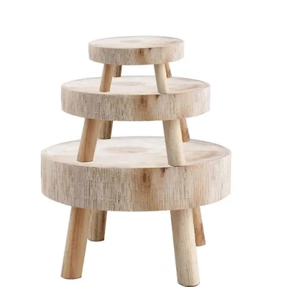 (pow yeah!) Mini Træskammel Display Plantestativ Dekorativt Træ Plantestativ Bonsaiholder til Indendørs Udendørs Hjem Have C