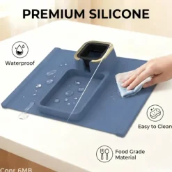 Premium armlænsorganizer med vægtet skridsikkert design, guldkantet bakke holder drikkevarer, fjernbetjening og telefon sikker. Sofa, lænestol, h Blue | Fyndiq