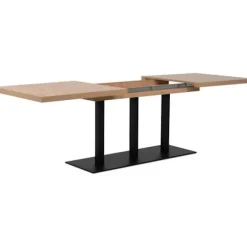 QUADRATO udtrækkeligt spisebord - 8 til 12 personer - Eg og sort melamin - L160-240 x H75 x D80 cm Artisan Ek / Svart