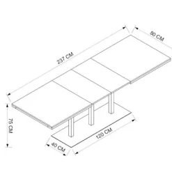 QUADRATO udtrækkeligt spisebord - 8 til 12 personer - Eg og sort melamin - L160-240 x H75 x D80 cm Artisan Ek / Svart