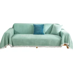 Rajput sengetæppe, tæppe lavet af 100% bomuld, 180 x 200 cm, sofatæppe/sofatæppe i ribbet look/pudebetræk green 180*200cm