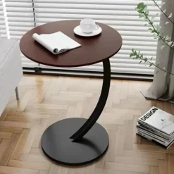 [Rea] Sidebord, C-format Mobilt Sofabord, Laptopbord, Sofabord, Computerbord, 40x60cm, Valnøddeoptik, til Stue