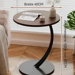 [Rea] Sidebord, C-format Mobilt Sofabord, Laptopbord, Sofabord, Computerbord, 40x60cm, Valnøddeoptik, til Stue