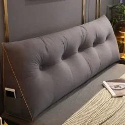 Reklame praktisk og komfortabel lændepude, sengepude, læseryglænspude, trekantet sengepude 100x50x20cm, mørkegrå