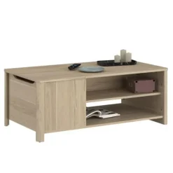 Rektangulært BETTY sofabord - I papirbelagt spånplade - Eg indretning - Klassisk - L110 x H42 x D60 cm Ek