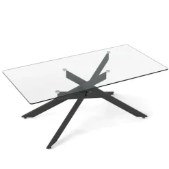 Rektangulært sofabord i glas, sort, 120x60 cm