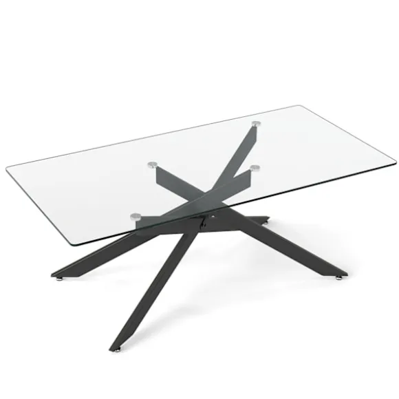 Rektangulært sofabord i glas, sort, 120x60 cm