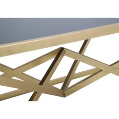 Rektangulært sofabord i guld, sort glasplade, 110x60x45 cm
