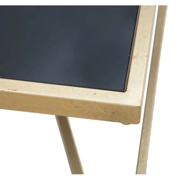 Rektangulært sofabord i guld, sort glasplade, 110x60x45 cm