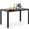 Rektangulært Spisebord 120 cm til 4 personer - COSTWAY - Glasplade - Metalramme til Køkken, Stue