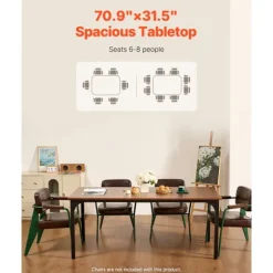 Rektangulært Spisebord - DUOKU - 180 cm - MDF Træ - 6 til 8 Personer - Rustik Møbel