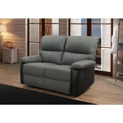 Relax sofa "Lincoln" - 147 x 89 x 103 cm - 2 pladser - Sort / Mørkegrå Svart/Mörkgrå