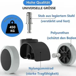 Reservedele Hårde Gulv Kontorstol Hjul - 5 Pak - 11mm / 22mm - Til Spilest stole, Drejestole, Pr
