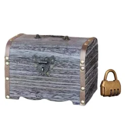 Retro Træmønt Sparegris Vintage Opbevaringsboks med Lås Skattekiste Smykker Armbånd Perle Ring Organizer til Etui -L/for M/SS