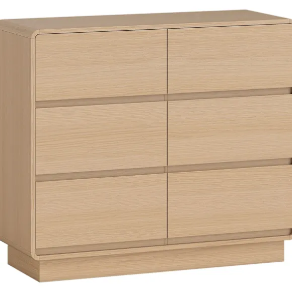 Rootz 100 cm Skænk Buffetskab – Opbevaringskommode, Kommode – 6 skuffer, Sikkerhedsafrundede kanter, Brun, 100x38x86 cm til hjemmet