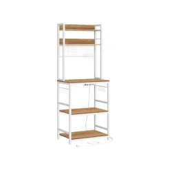 Rootz 5 etagers kagerol - Valnød Brun-Hvid - Spånpladestål - Opbevaringsorganer - Robust konstruktion - Nem montering - 40cm x 60cm x 170cm