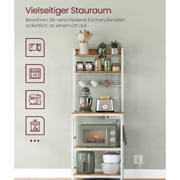 Rootz 5 etagers kagerol - Valnød Brun-Hvid - Spånpladestål - Opbevaringsorganer - Robust konstruktion - Nem montering - 40cm x 60cm x 170cm